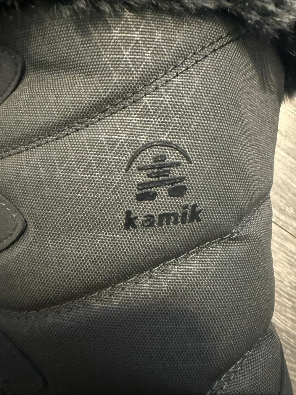Kamik Women’s Gray and Black Insulated Winter Boots with Faux Fur Cuff brand new
